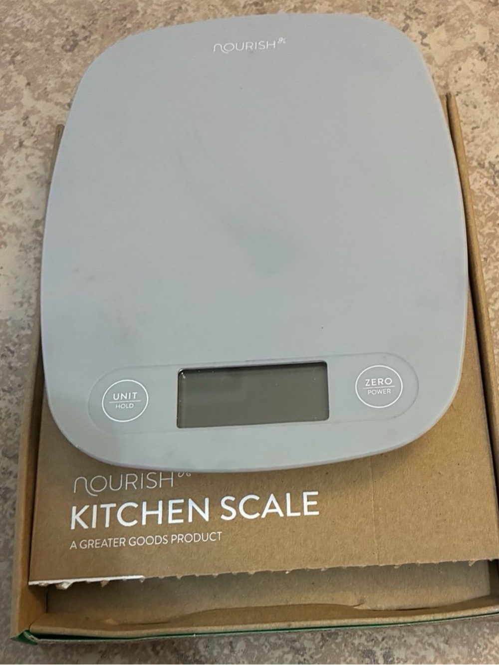 “Nourish” Light Grey Digital Kitchen Scale.
